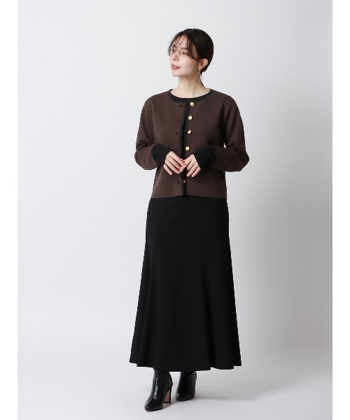 SUIT SQUARE（スーツスクエア）の「バイカラーニットジャケット ハンドウォッシュ メタルボタン（ニット/セーター・レディース・ブラウン系/ブラック系・38(9号)）」の13枚目の写真