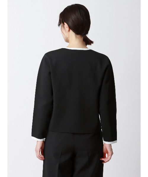 SUIT SQUARE（スーツスクエア）の「バイカラーニットジャケット ハンドウォッシュ メタルボタン（ニット/セーター・レディース・ブラウン系/ブラック系・38(9号)）」の6枚目の写真