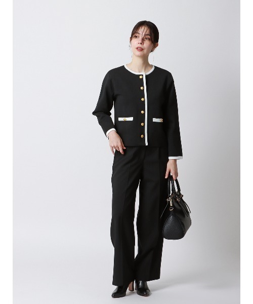 SUIT SQUARE（スーツスクエア）の「バイカラーニットジャケット ハンドウォッシュ メタルボタン（ニット/セーター・レディース・ブラウン系/ブラック系・38(9号)）」の21枚目の写真