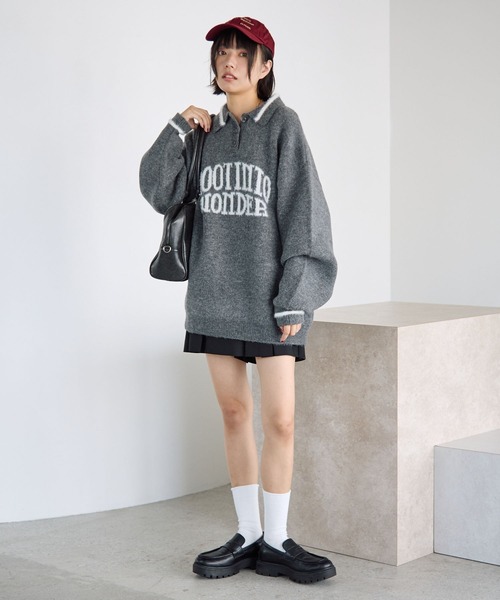 PBLIM（ページボーイリム）の「《UNISEX》フェザーポロニット（ニット/セーター・レディース・グレー/ネイビー・FREE）」の7枚目の写真