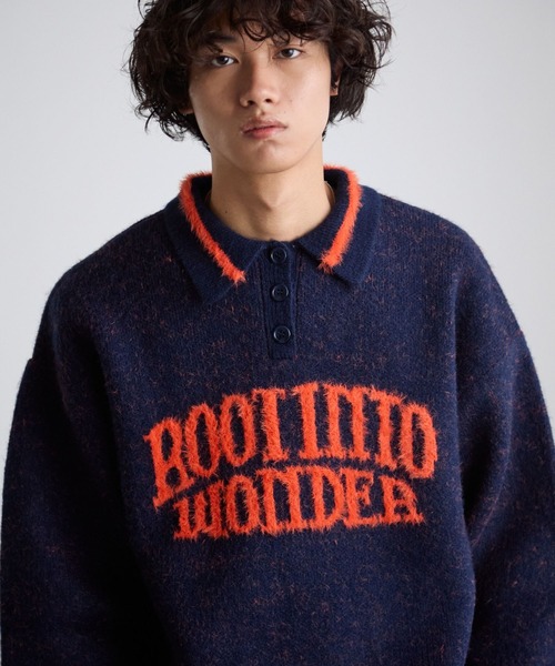 PBLIM（ページボーイリム）の「《UNISEX》フェザーポロニット（ニット/セーター・レディース・グレー/ネイビー・FREE）」の9枚目の写真