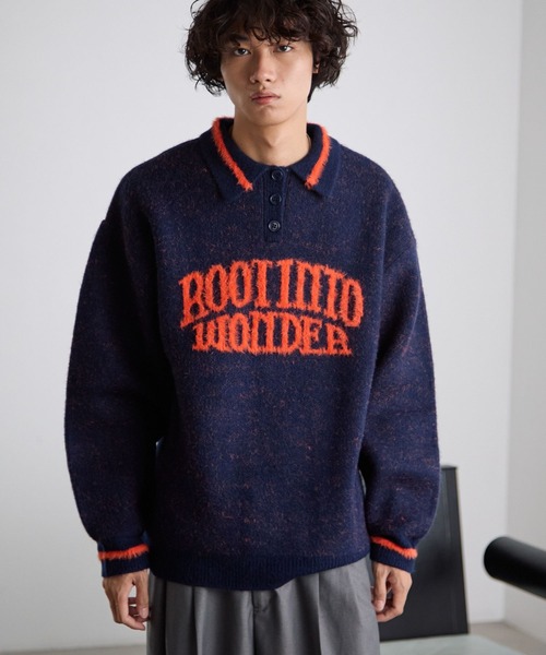 PBLIM（ページボーイリム）の「《UNISEX》フェザーポロニット（ニット/セーター・レディース・グレー/ネイビー・FREE）」の10枚目の写真