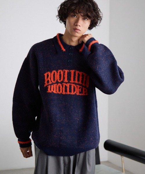 PBLIM（ページボーイリム）の「《UNISEX》フェザーポロニット（ニット/セーター・レディース・グレー/ネイビー・FREE）」の11枚目の写真