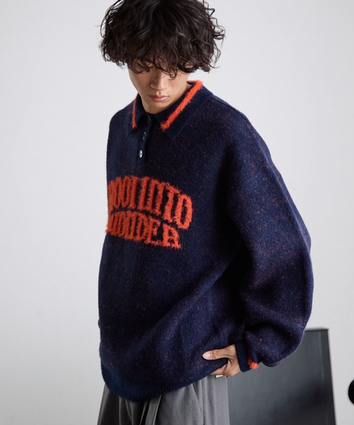 PBLIM（ページボーイリム）の「《UNISEX》フェザーポロニット（ニット/セーター・レディース・グレー/ネイビー・FREE）」の12枚目の写真