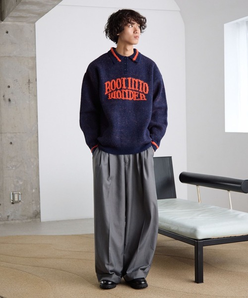 PBLIM（ページボーイリム）の「《UNISEX》フェザーポロニット（ニット/セーター・レディース・グレー/ネイビー・FREE）」の14枚目の写真