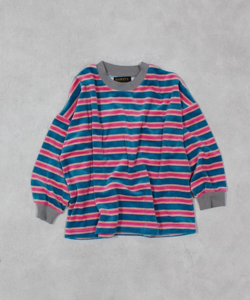 MARKEY'S（マーキーズ）の「先染めボーダーベロアカットソー（Tシャツ/カットソー・キッズ・グレー系その他/ホワイト系その他/ブルー系その他・80/90/95/100/110/120/130/140/150）」の18枚目の写真