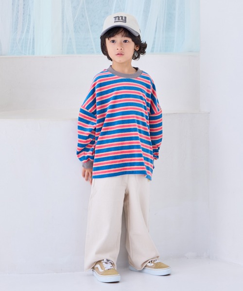 MARKEY'S（マーキーズ）の「先染めボーダーベロアカットソー（Tシャツ/カットソー・キッズ・グレー系その他/ホワイト系その他/ブルー系その他・80/90/95/100/110/120/130/140/150）」の12枚目の写真