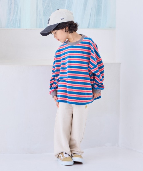 MARKEY'S（マーキーズ）の「先染めボーダーベロアカットソー（Tシャツ/カットソー・キッズ・グレー系その他/ホワイト系その他/ブルー系その他・80/90/95/100/110/120/130/140/150）」の13枚目の写真