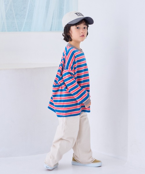 MARKEY'S（マーキーズ）の「先染めボーダーベロアカットソー（Tシャツ/カットソー・キッズ・グレー系その他/ホワイト系その他/ブルー系その他・80/90/95/100/110/120/130/140/150）」の14枚目の写真