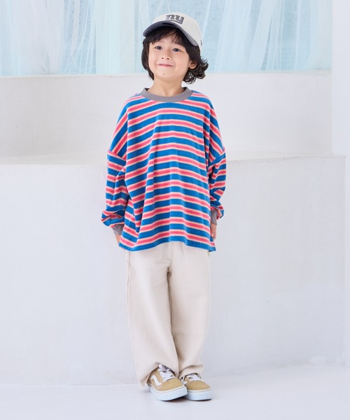 MARKEY'S（マーキーズ）の「先染めボーダーベロアカットソー（Tシャツ/カットソー・キッズ・グレー系その他/ホワイト系その他/ブルー系その他・80/90/95/100/110/120/130/140/150）」の15枚目の写真