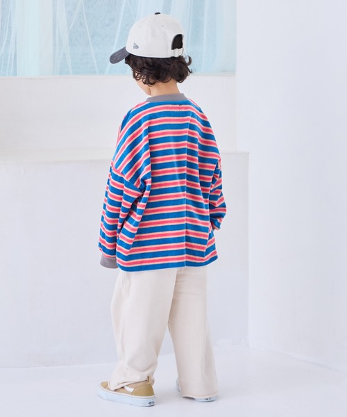 MARKEY'S（マーキーズ）の「先染めボーダーベロアカットソー（Tシャツ/カットソー・キッズ・グレー系その他/ホワイト系その他/ブルー系その他・80/90/95/100/110/120/130/140/150）」の16枚目の写真