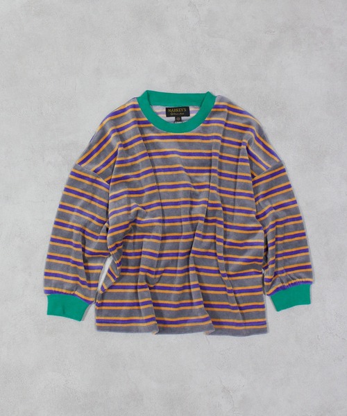 MARKEY'S（マーキーズ）の「先染めボーダーベロアカットソー（Tシャツ/カットソー・キッズ・グレー系その他/ホワイト系その他/ブルー系その他・80/90/95/100/110/120/130/140/150）」の19枚目の写真