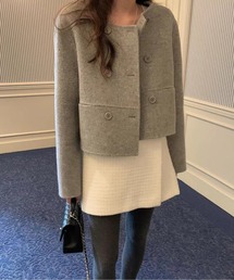 クラシックフェミニンダブルボタンロングコート