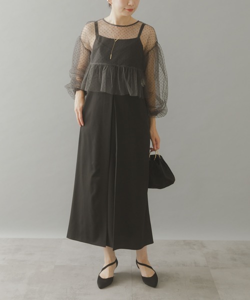 URBAN RESEARCH ROSSO WOMEN（アーバンリサーチ　ロッソ）の「ドットチュールブラウスSETドレス（ドレス・レディース・ブラウン系その他/ブラック系その他・FREE）」の2枚目の写真