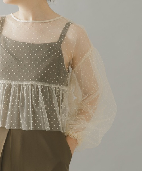 URBAN RESEARCH ROSSO WOMEN（アーバンリサーチ　ロッソ）の「ドットチュールブラウスSETドレス（ドレス・レディース・ブラウン系その他/ブラック系その他・FREE）」の13枚目の写真