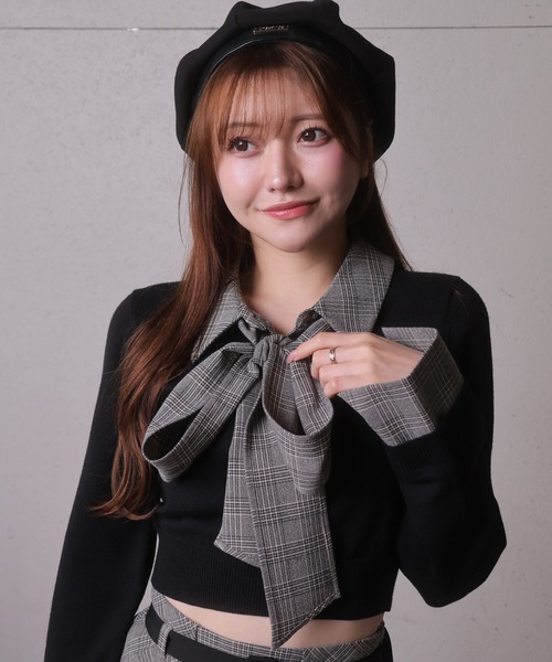 2wayシャツレイヤードニットトップス（ニット/セーター）｜LIPSERVICE