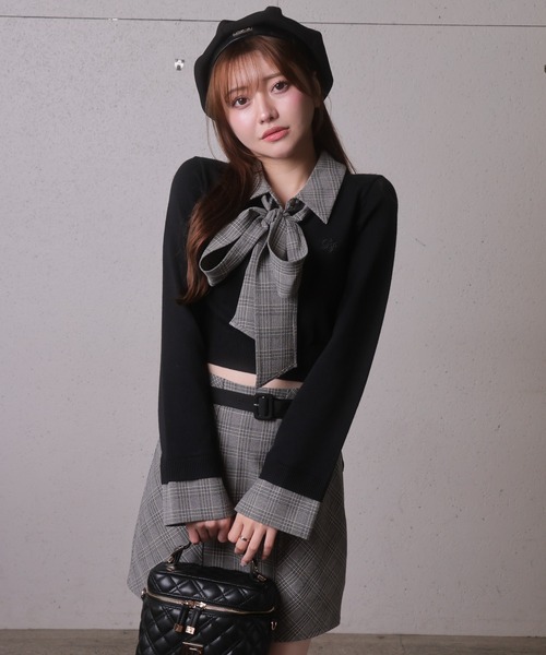 2wayシャツレイヤードニットトップス（ニット/セーター）｜LIPSERVICE