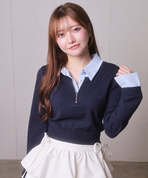 リップサービス（LIPSERVICE）/2wayシャツレイヤードニットトップス セール】2wayシャツレイヤードニットトップス（ニット/セーター