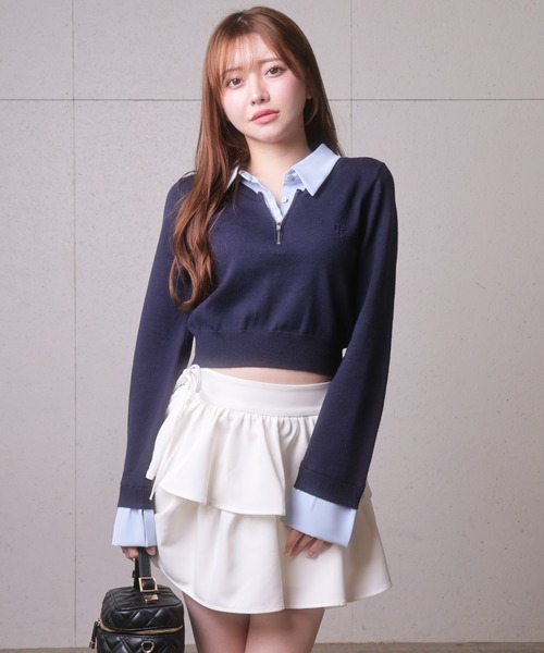 LIPSERVICE（リップサービス）の「2wayシャツレイヤードニットトップス（ニット/セーター・レディース・グレー/ネイビー/その他1/アイボリー/その他2・FREE）」の13枚目の写真