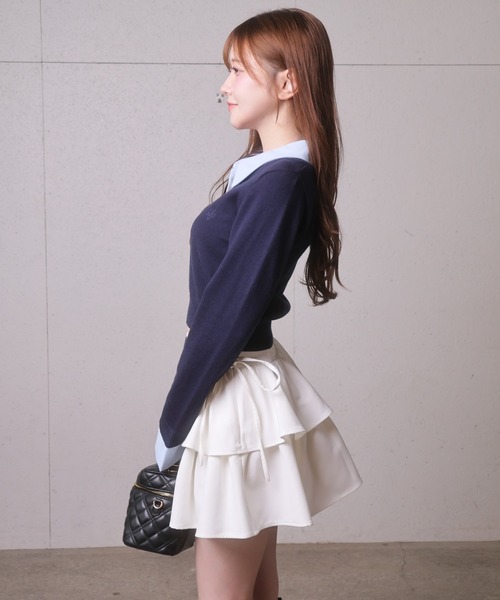 LIPSERVICE（リップサービス）の「2wayシャツレイヤードニットトップス（ニット/セーター・レディース・グレー/ネイビー/その他1/アイボリー/その他2・FREE）」の12枚目の写真