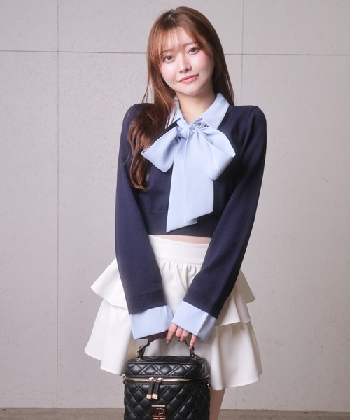 LIPSERVICE（リップサービス）の「2wayシャツレイヤードニットトップス（ニット/セーター・レディース・グレー/ネイビー/その他1/アイボリー/その他2・FREE）」の17枚目の写真