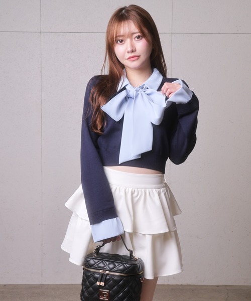 LIPSERVICE（リップサービス）の「2wayシャツレイヤードニットトップス（ニット/セーター・レディース・グレー/ネイビー/その他1/アイボリー/その他2・FREE）」の16枚目の写真