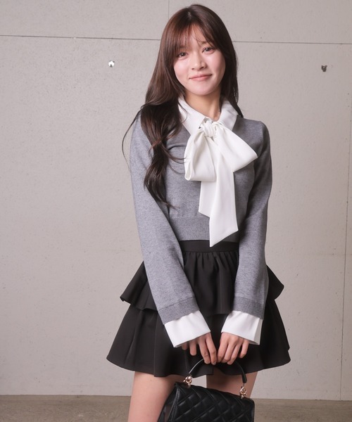 LIPSERVICE（リップサービス）の「2wayシャツレイヤードニットトップス（ニット/セーター・レディース・グレー/ネイビー/その他1/アイボリー/その他2・FREE）」の21枚目の写真