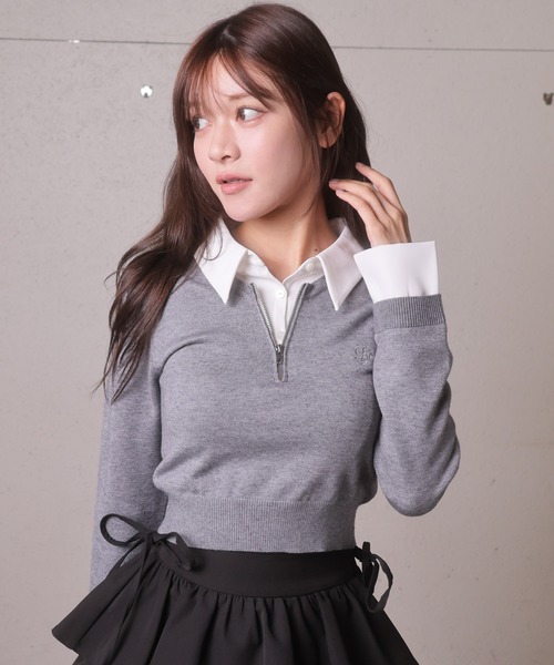 2wayシャツレイヤードニットトップス（ニット/セーター）｜LIPSERVICE