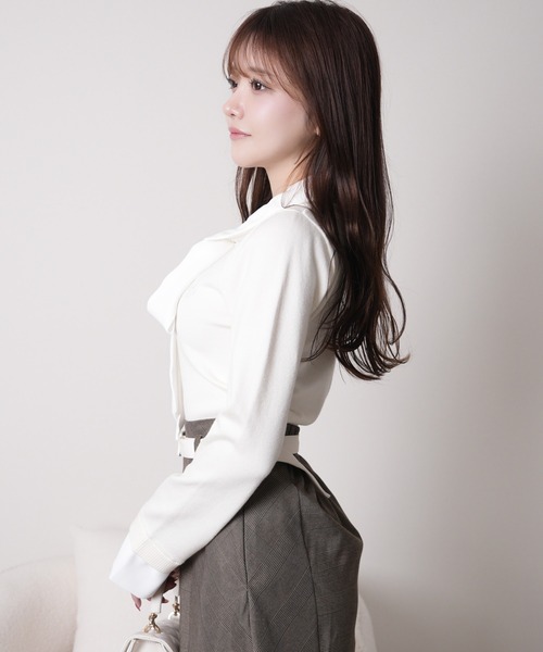 LIPSERVICE（リップサービス）の「2wayシャツレイヤードニットトップス（ニット/セーター・レディース・グレー/ネイビー/その他1/アイボリー/その他2・FREE）」の7枚目の写真