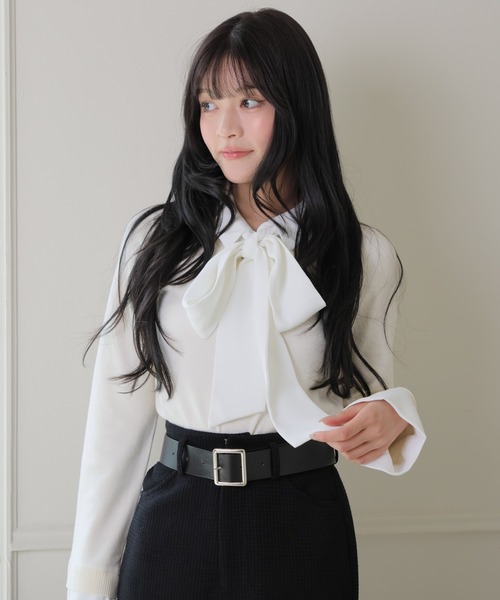 セール】2wayシャツレイヤードニットトップス（ニット/セーター