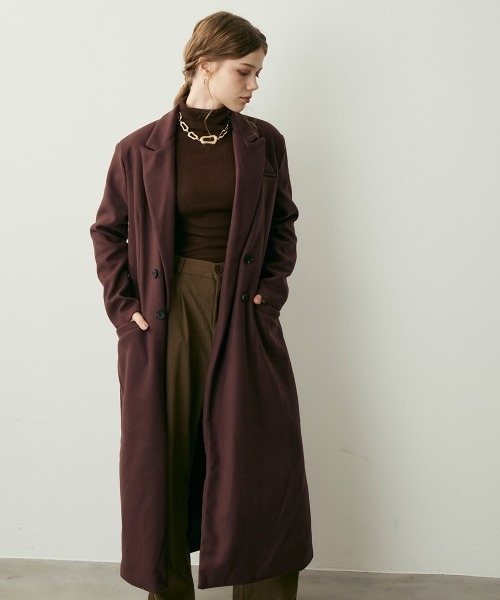 Clum(クルム)の「ダブルブレストテーラードロングコート(チェスターコート・レディース・ダークブラウン系・LARGE/MEDIUM/SMALL)」の3枚目の写真
