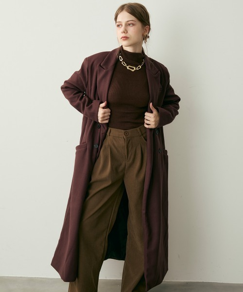 Clum(クルム)の「ダブルブレストテーラードロングコート(チェスターコート・レディース・ダークブラウン系・LARGE/MEDIUM/SMALL)」の4枚目の写真