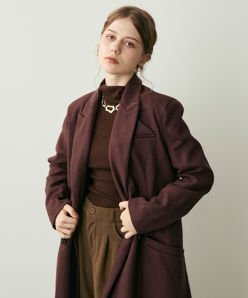 Clum(クルム)の「ダブルブレストテーラードロングコート(チェスターコート・レディース・ダークブラウン系・LARGE/MEDIUM/SMALL)」の9枚目の写真