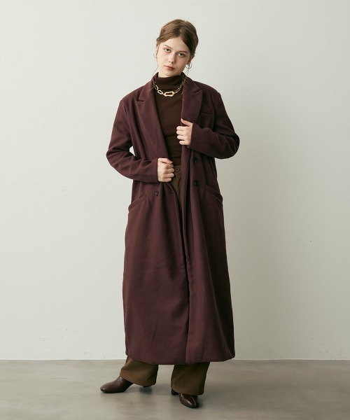 Clum(クルム)の「ダブルブレストテーラードロングコート(チェスターコート・レディース・ダークブラウン系・LARGE/MEDIUM/SMALL)」の14枚目の写真