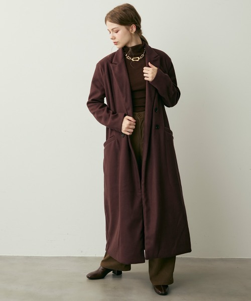 Clum(クルム)の「ダブルブレストテーラードロングコート(チェスターコート・レディース・ダークブラウン系・LARGE/MEDIUM/SMALL)」の15枚目の写真