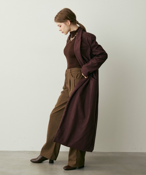 Clum(クルム)の「ダブルブレストテーラードロングコート(チェスターコート・レディース・ダークブラウン系・LARGE/MEDIUM/SMALL)」の16枚目の写真