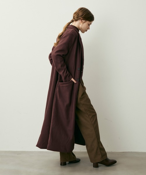 Clum(クルム)の「ダブルブレストテーラードロングコート(チェスターコート・レディース・ダークブラウン系・LARGE/MEDIUM/SMALL)」の18枚目の写真