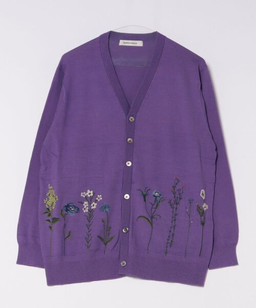 スーパーハッカ　ブルームアレイ刺繍コットンニットロングカーディガン ブルームアレイ刺繍コットンニットロングカーディガン（カーディガン