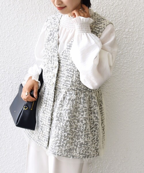 今季【SHIPS】troisiemeCHACO: チュール ジレ⭐︎シップス⭐︎美品 今季【SHIPS】troisiemeCHACO: チュール ジレ⭐︎シップス⭐︎美品