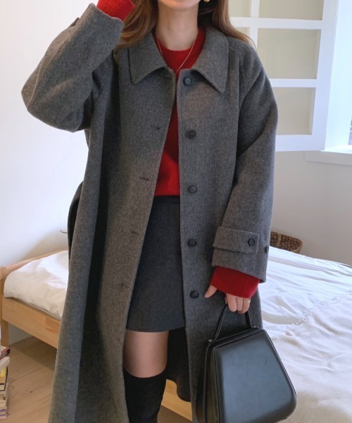 FREE STYLISTS(フリー スタイリスト)の「YUGA_YGMC single button coat(ステンカラーコート・レディース・グレー/ブラウン・FREE)」の2枚目の写真