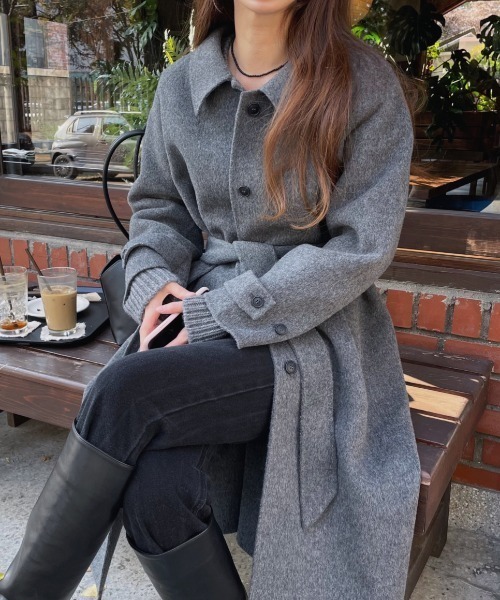 FREE STYLISTS(フリー スタイリスト)の「YUGA_YGMC single button coat(ステンカラーコート・レディース・グレー/ブラウン・FREE)」の22枚目の写真
