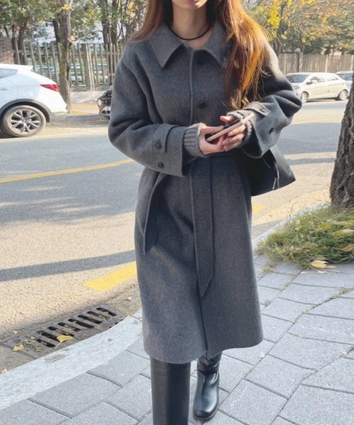 FREE STYLISTS(フリー スタイリスト)の「YUGA_YGMC single button coat(ステンカラーコート・レディース・グレー/ブラウン・FREE)」の5枚目の写真