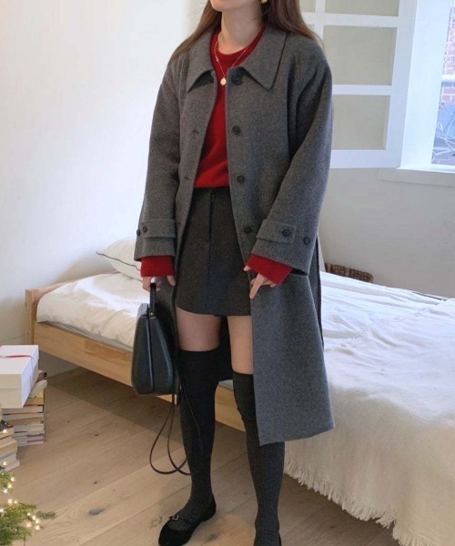 FREE STYLISTS(フリー スタイリスト)の「YUGA_YGMC single button coat(ステンカラーコート・レディース・グレー/ブラウン・FREE)」の11枚目の写真