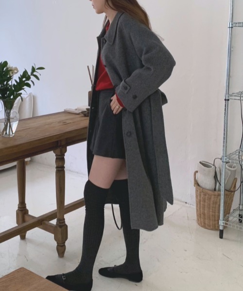 FREE STYLISTS(フリー スタイリスト)の「YUGA_YGMC single button coat(ステンカラーコート・レディース・グレー/ブラウン・FREE)」の6枚目の写真