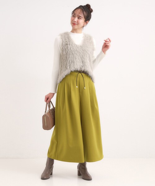 DRESKIP（ドレスキップ）の「【S-LL/2点セット】脚のラインを拾いにくい ベルト付きタックスカーチョパンツ（その他パンツ・レディース・マスタード/ネイビー/ダークブラウン・01/02/03/04）」の6枚目の写真