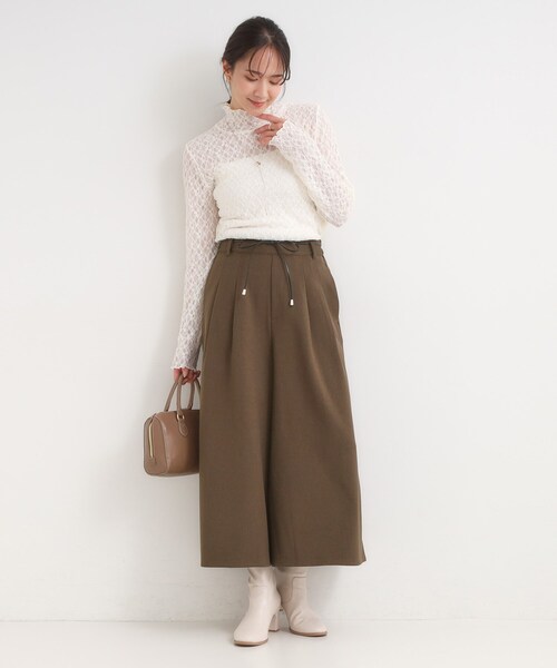 DRESKIP（ドレスキップ）の「【S-LL/2点セット】脚のラインを拾いにくい ベルト付きタックスカーチョパンツ（その他パンツ・レディース・マスタード/ネイビー/ダークブラウン・01/02/03/04）」の10枚目の写真