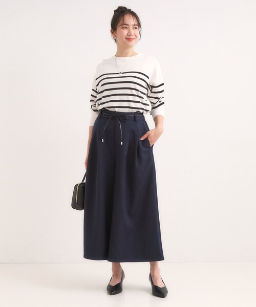 DRESKIP（ドレスキップ）の「【S-LL/2点セット】脚のラインを拾いにくい ベルト付きタックスカーチョパンツ（その他パンツ・レディース・マスタード/ネイビー/ダークブラウン・01/02/03/04）」の14枚目の写真