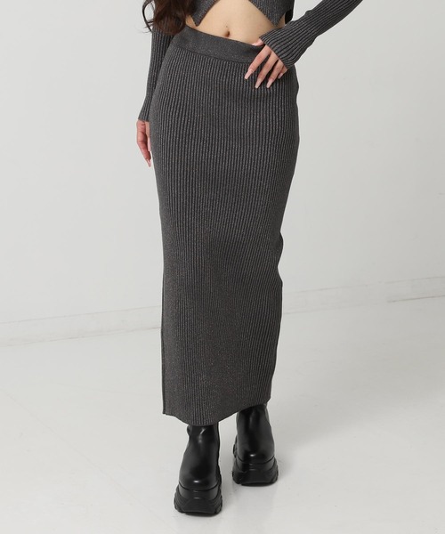 ANAP（アナップ）の「ラメニット バックスリット ナロースカート（スカート・レディース・ライトグレー/ブラウン/ダークグレー・F）」の19枚目の写真