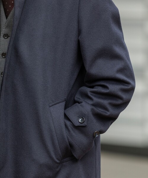 SHIPS: ネイビー ウール ビーバー ステンカラー コート（Tシャツ