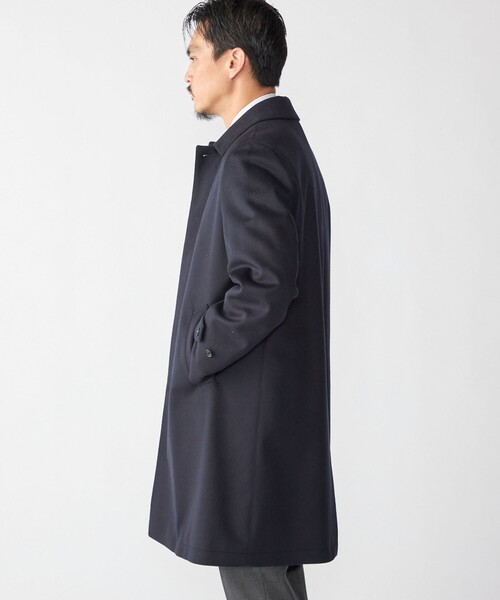 SHIPS: ネイビー ウール ビーバー ステンカラー コート（Tシャツ